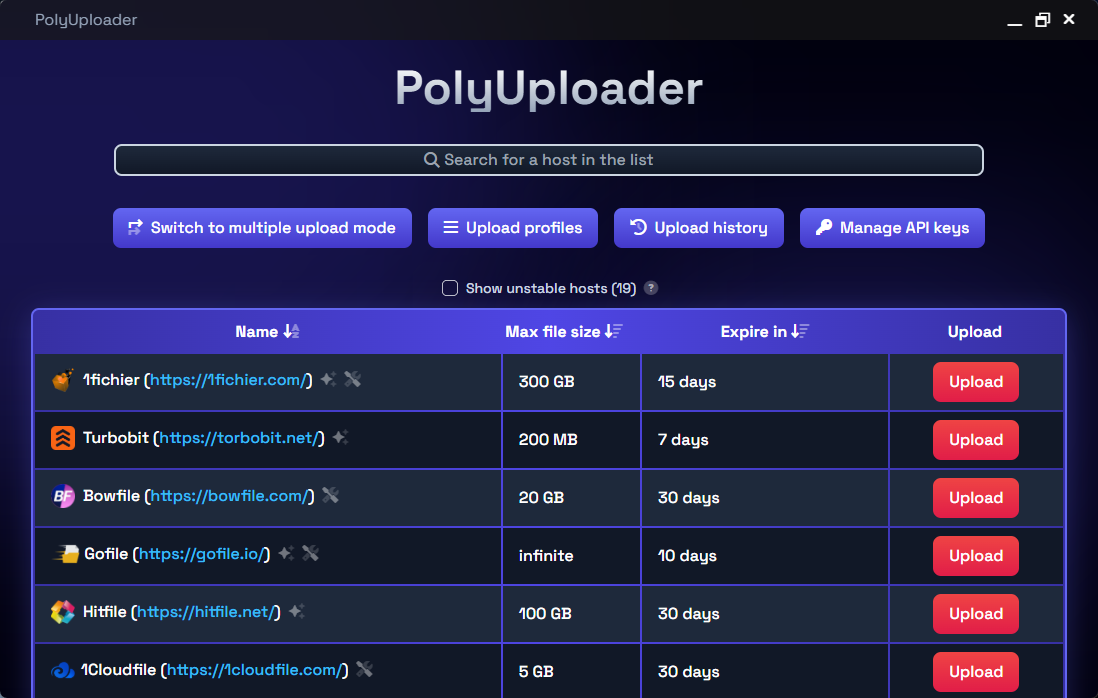 PolyUploader Window Preview